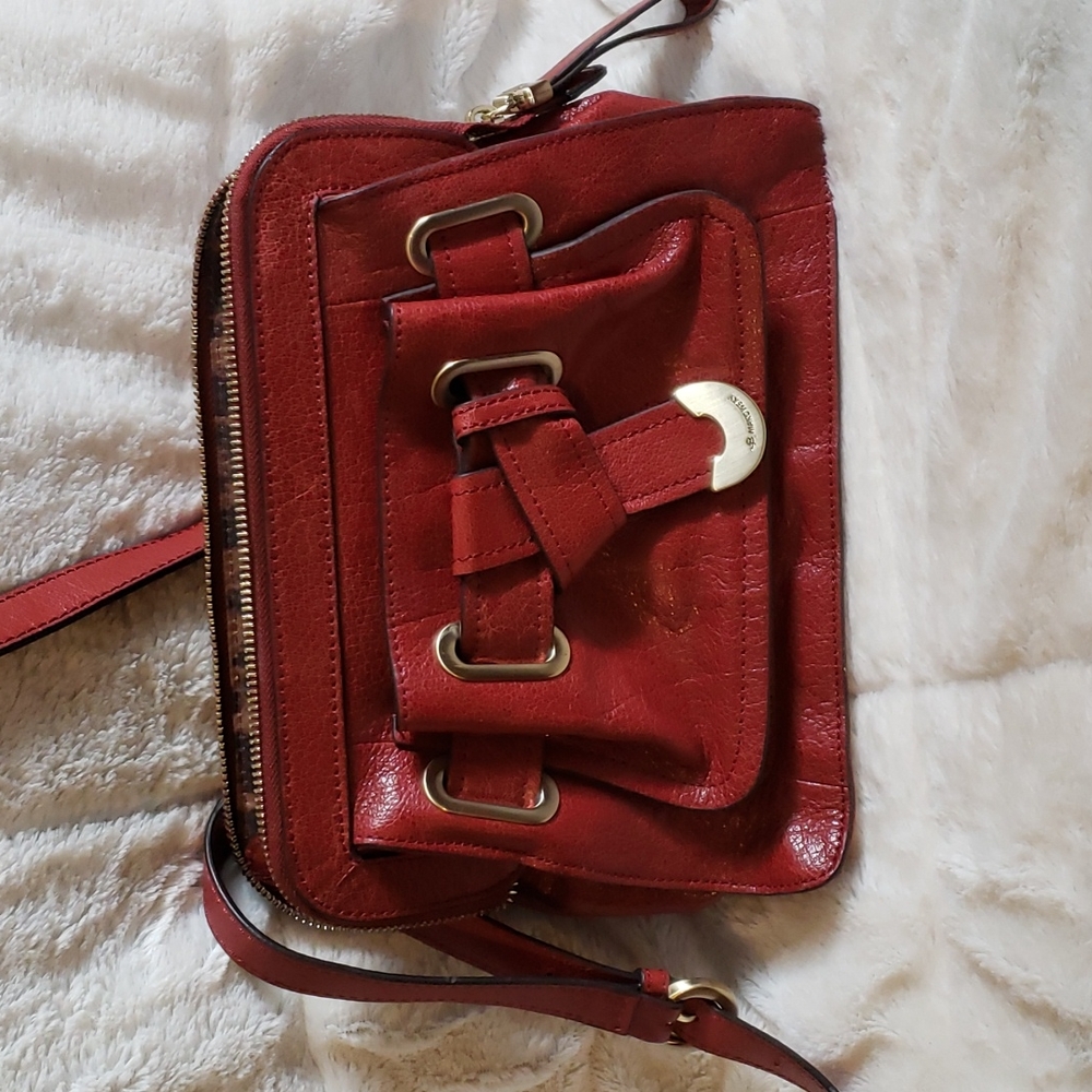 B Makowsky Red Leather Crossbody NWOT